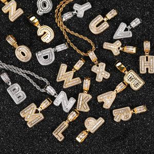 European American Hip-hop Trumpet Colares Zircon Alphabet Pendant Real Gold Plating Niche Design Hiphop Fashion Jewelry Necklace