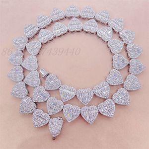 New Style Iced Out Heart Charms Choker Moissanite Diamond Heart Layer Cuban Link Diamond Luxury Chain Necklace Hip Hop Jewelry