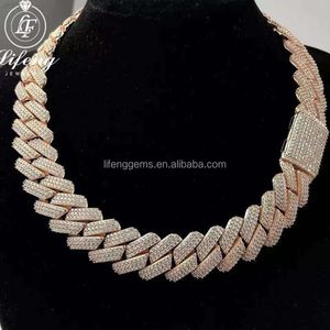 Lifeng Jewelry 18mm Vvs Moissanite Cuban Link Chain Iced Out 925 Silver Diamond Men Moissanite Necklace