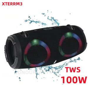 Компьютер Sers Портативный водонепроницаемый Bluetooth Ser 100 Вт Мощный RGB Цветной светильник Беспроводной сабвуфер 360 Стерео Surround TWS FM Boom Box 231204