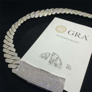 Heavier Big Guy 20mm 4 Row Diamonds Cuban Necklace 925 Sterling Silver Iced Out Vvs Moissanite Diamond Cuban Link Chain