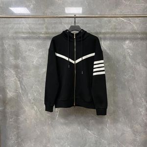 Erkek trençkotları moda erkek sweatshirts beyaz çizgili stil nedensel kadınlar pullover kış hoodies ceket fermuar sweatshirt spor üstleri