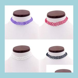 Chokers Kolyeler Dövme Ceza Streç Elastik Boho 90s Damla Teslim Takı Altaklar DHZ51