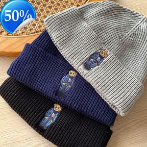 Beanie/Kafatası Kapakları Polo Bear Nakış Örgü Kelepçe Beanie Kış Hat94