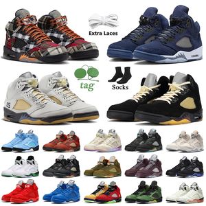 AAA+Kalite Jumpman 5 Basketbol Ayakkabıları 5s Kadın Erkek Ekose J5S A Ma maniere x Foton Toz Şanslı Yeşil Siyah Muslin Sail Aqua Zeytin Spor Eğitmenleri Snekaers Büyük Boyut