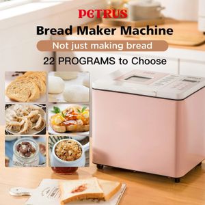 Máquina de fazer pão de cozinha Petrus Máquina de fazer pão 1,5 lb 22 menus programáveis para uso doméstico com temporizador de 15 horas, atraso de 60 minutos para manter quente o sorvete IMix 231204