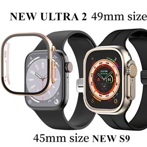 Melhor para apple watch ultra 2 série 9 45mm 49mm iwatch pulseira marinha relógio inteligente esportivo caixa de pulseira de carregamento sem fio capa protetora envio rápido