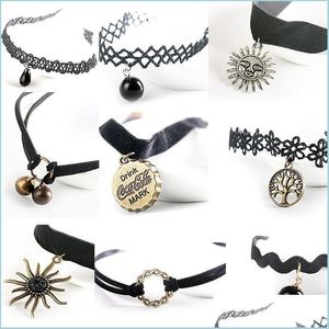 Charme pulseiras colares pingentes de alta qualidade jóias por atacado laço colar fita neckband sino estrela do mar colar bonito veet cho dhwhp