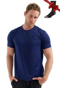 Men's Suits A2689 Superfine Merino Wool T Shirt Mens Base Layer Wicking Breathable Quick Dry Anti-Odor