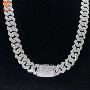 Fine Jewelry Necklace Hot Sale 20mm 4row Moissanite Diamond Cuban Link Chain Iced Out Hip Hop Jewelry Moissanite Cuban Chain
