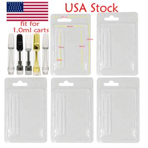 ABD Stock Blister Paket Kılıfları 1ml 0.8ml Vape Kartuşları Ambalaj Temiz PVC Askı Atomizerleri Paket Plastik Kapak Özel Kartları E Sigara 1000 PCS Tek Kutu