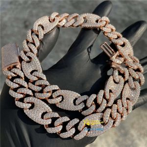 New Arrival Fine Jewelry 15mm Width Hip Hop Iced Out S925 Gold Plated Custom Vvs Moissanite Cuban Link