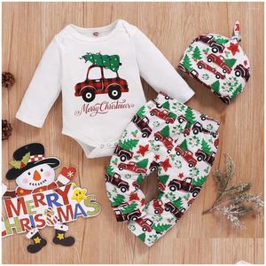 Clothing Sets Merry Christmas Baby Boy Car Print Long Sleeve Casual Fashion Warm Set Drop Delivery Kids Maternity Ottpg