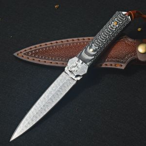 Новый VG10 Damascus Stee/D2 Blade G10 Ручка с обоюдоострыми тактическими боевыми ножами Охотничий инструмент Открытый Кемпинг Самооборона Edc