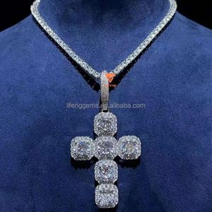 Fine Jewelry Sets Pendant Necklace White Gold Plated Iced Out Moissanite Jewelry Tennis Chain Cuabn Chain Necklace