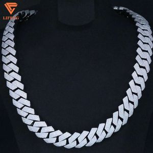 18mm Cuban Link Chain White Color 925 Sterling Silver Vvs Moissanite Iced Out Diamond Chain Necklace for Men and Women