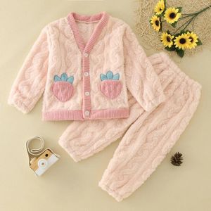 Giyim Setleri Çocuk Kıyafetleri Mercan Kadife Pijama Loungewear Sonbahar Kış Kesikli Karikatür Kızların Prenses Ev Takımı