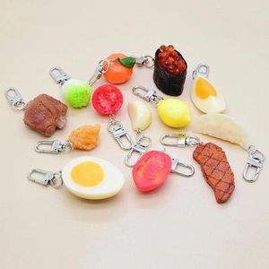 Anahtarlık taklit gıda meyve yedek kaburga yumurta biber suşi rotasyonable tokatlanabilir toka metal anahtar zinciri anahtarlık çantası tutucu parti hediye takı.