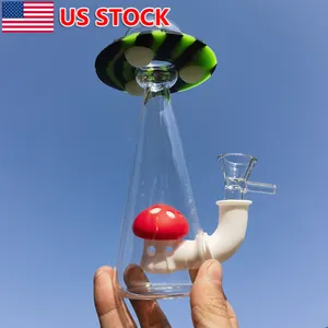 7,3 polegadas UFO Silicone Hookah Bong Shisha Brilha no escuro Vidro Fumar Cachimbo de Água Bong