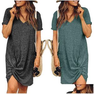 Maternity Dresses 2021 New European And American Plus Size Womens Dress Summer Loose V-Neck Short-Sleeved Irregar G220309 Drop Deliver Dhh6E