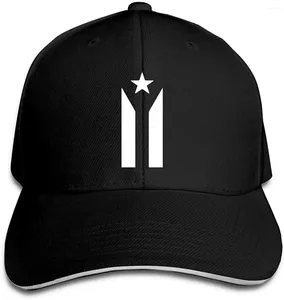Шариковые кепки Пуэрто-Рико, черно-белый флаг протеста, женская/мужская регулируемая кепка-сэндвич, шляпа в стиле хип-хоп