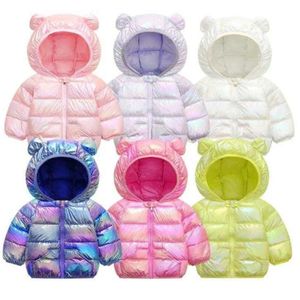 Tulumlar bebek kız pamuklu kıyafetler 2023 Sonbahar Kış Karikatür Orta ve Küçük Çocuklar Kısa Renkli Ceket 231207