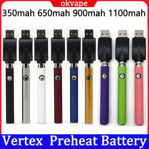 Tepe ön ısıtma pil 350mAh 650mAh 900mAh 1100mAh voltaj ayarlanabilir piller şarj cihazı blister kiti 510 iplik vape kalem stokta