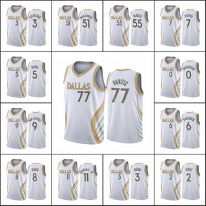 Dallas''mavericks'''Men Tyrell Terry Luka Doncic Kristaps Porzingis Josh Green White''city'''Sition''''gold Gümüş Jersey