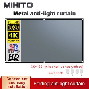 Projection Screens MIXITO Projection Anti-Light Curtain 16 9 60 84 100 106 120Inch 3d HD Outdoor Indoor Portable With Holes Projector Screen 231206