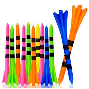 Tees de golf Tee de golf en plastique à 5 pattes Pack de 60 pièces incassables Tees de golf en plastique à rayures multicolores faible résistance pour réduire le contact avec la surface 231207