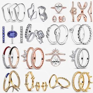 Дизайнерские обручальные кольца для женщин, ювелирные изделия для помолвки, роскошный подарок высокого качества, DIY подходит для Pandoras Disnes Mickes Mouse, сверкающее кольцо вечности, комплект сережек-обручи