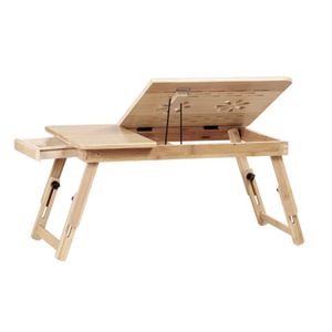 Мебель для спальни Бамбуковая подставка для ноутбука Складной стол для ноутбука Регулируемый по высоте компьютерный поднос для кровати Прямая доставка Дом и сад Dhfta