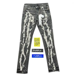 Женские джинсы фиолетового бренда с низкой посадкой, мужские джинсы скинни Spill Bleach Paint Stretch Black 231206