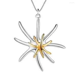Colares de pingente promoções prata banhado jóias moda elegante charme dicroic estrela do mar nobre bonito colar p026