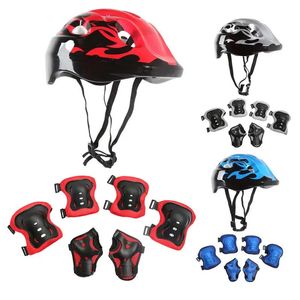 Skate Protective Gear 7Pcs Roller Skating Kids Boy Girl Safety Helmet Knee Elbow Pad Set Cycling Skate Bicycle Scooter Helmet Protection Safety Guard 231206