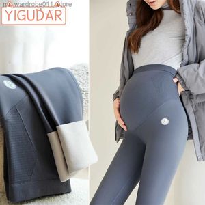 Maternity Bottoms Maternity Legging Autumn Winter Thicken Warm Belly Pants korean fashion Clothes for Pregnant Women Pregnancy photoshoot trousers Q231207