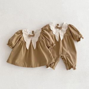 Giyim setleri Angoubeebe 555S200 Bebek Kız Bebekler Kare Boyun Romperdress Set Toptan