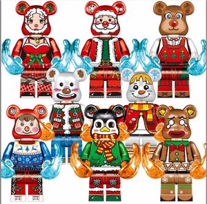 Plastik Yapı Taşları Tuğla Noel Ayı Moda Ayı Figürleri Minifigs Mini Oyuncak Figür Opp Çantası için Oyuncak Yaklaşık 4.5cm