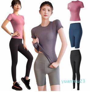 Limon Hizalama Kadın Dikişsiz Gym Seti Kısa Fitness Taytlar Egzersiz Mahsul Kıyafet Yoga Spor Kıyafetleri Leydi Active Gazet