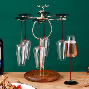Racks de pote de madeira maciça criativo vinho tinto vidro rack armazenamento restaurante gabinete decoração ornamentos 231207