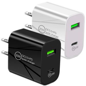 Universal 2.4A 12W 18W 20W Dual Ports Tipo C USB-C PD EU US Wall Charger Adattatori di alimentazione per iPhone X XS Max 11 12 13 14 15 Pro Samsung Tablet PC Android Telefono