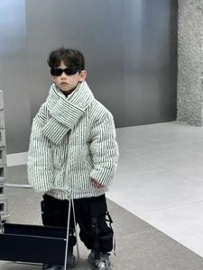 Jaquetas crianças roupas meninos jaqueta de inverno 2023 estilo coreano quente listrado grosso bonito casaco