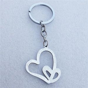Anahtarlıklar 12 parça / Paket Sonsuza kadar iki kalp Keytler Paslanmaz Çelik Keychain Çiftler Sevgililer beni kalbinize götürür mücevher