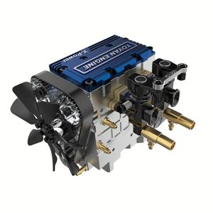 TOYAN X-POWER MICRO RC Model Parçaları için Metal Dört Stroklu İki Silindirli Su Soğutmalı Motor Metanol Su Soğutmalı Model Motor