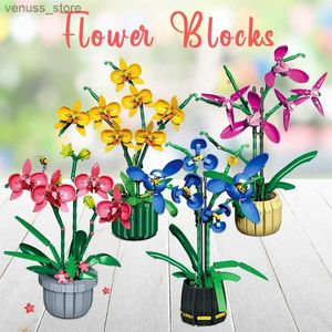 Bloklar 638pcs Arkadaşlar Fikirler Diy Pembe Orkide Şişelenmiş Çiçek Buket Bitki Bonsai MOC Tuğlalar Model Bulma Blokları Uyumlu Oyuncaklar Hediyeler R231208