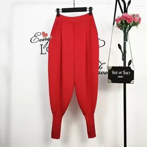 Женские брюки 2023, весенне-осенние свободные брюки с высокой талией из ледяного шелка, трикотажные брюки Harun, женская повседневная тонкая женская одежда из редиски