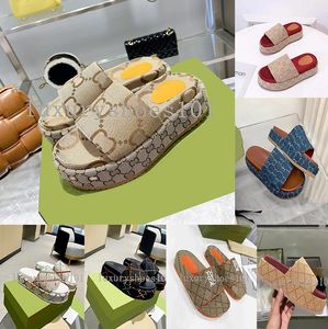 Tasarımcı Kalın Alt Sandalet Kadın Terlik İşlemeli Ayakkabı Pamuk Platformu Moda Terlik Mektubu Düz Katır Mules Lady Sandals Stilist Yaz Kutusu ile