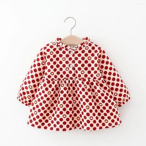 Mädchen Kleider Mädchen Kleid Polka-dot Druck 2023 Herbst Und Winter Plus Samt Koreanische Prinzessin Großhandel Kinder Kleidung