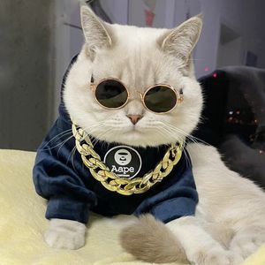 Pet dog cat necklace photo props imitation gold necklace Hip hop play cool funny method fighting dog bully gold chain