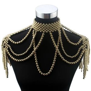 Colares de pingente Long Bead Chain Chunky Simulado Pérola Colar Corpo Jóias para Mulheres Traje Gargantilha Pingente Ombro Declaração Colar 231207